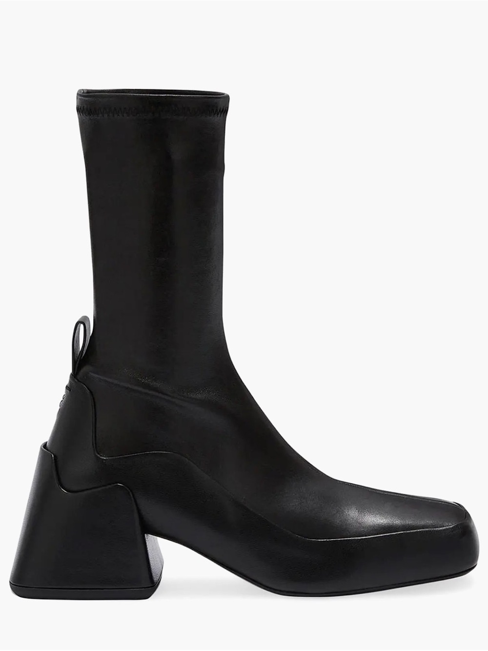 Jil Sander Black Block Heel Square Toe 45MM Leather Ankle Boots $1499 Minimalist
